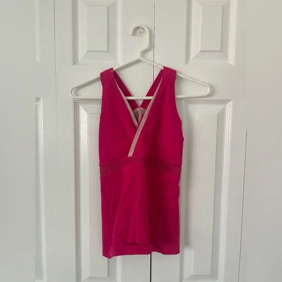 Vintage Lululemon Deep V Athletic Tank in Fuchsia - Picture 1 of 4